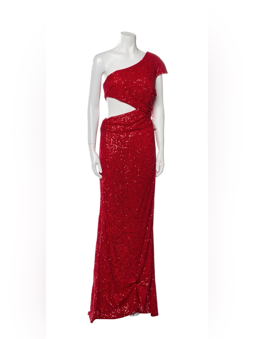 Red One-Shoulder Sequin Dress